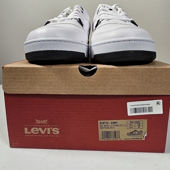 Levi's Mens 521 Mod Lo Pebbled Sneakers Low Top Casual White Black Size 12M - Picture 16 of 16